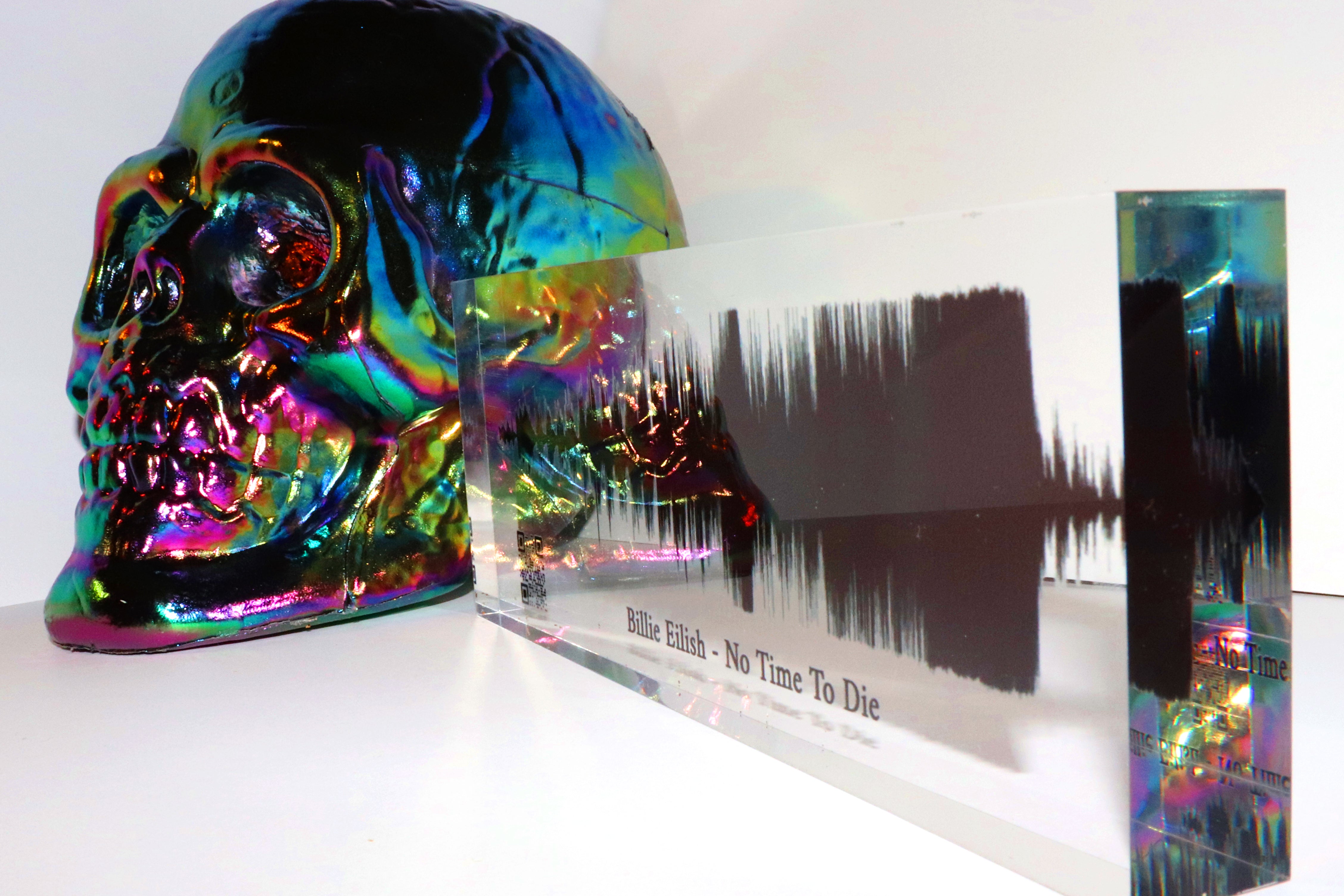 Birthday Gift With Photo Soundwave Art on Acrylic Block